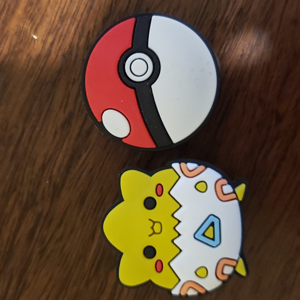 Pokemon chibi Croc charms Togepi and pokeball.